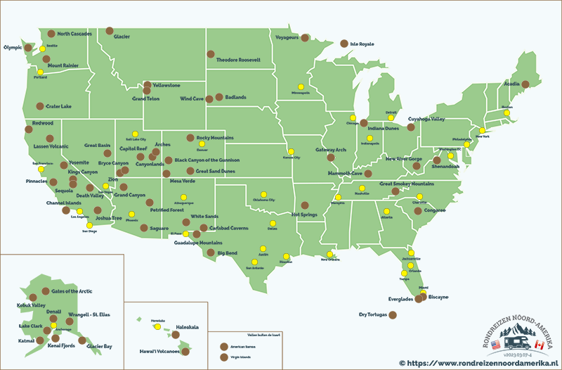 Nationale Parken en Steden Amerika