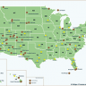 Nationale Parken, Staten en Steden in Amerika Kaart