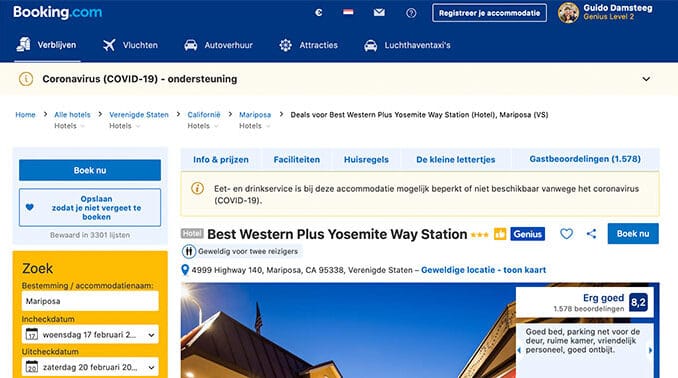 Booking.com coronamaatregelen