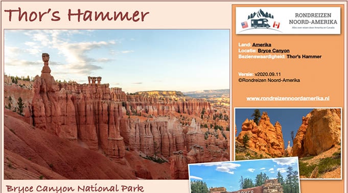 Reisinformatie Thor's Hammer in Bryce Canyon NP