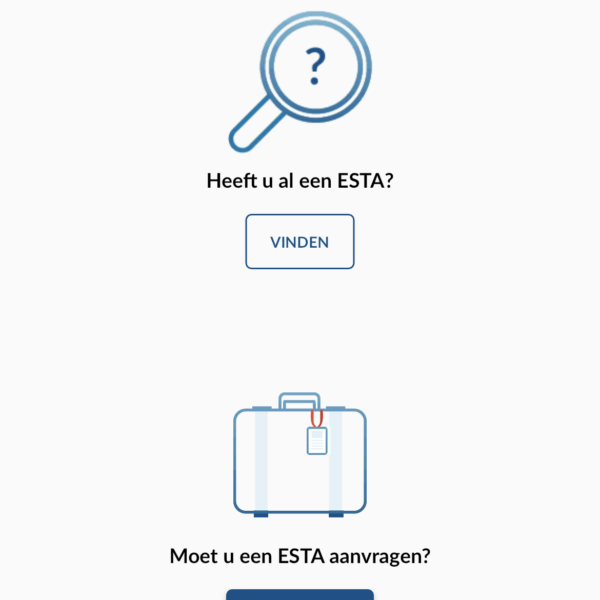 ESTA aanvraag via App
